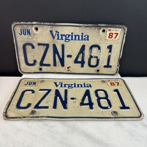 Vintage Virginia CZN-481 1987 Vintage License plate